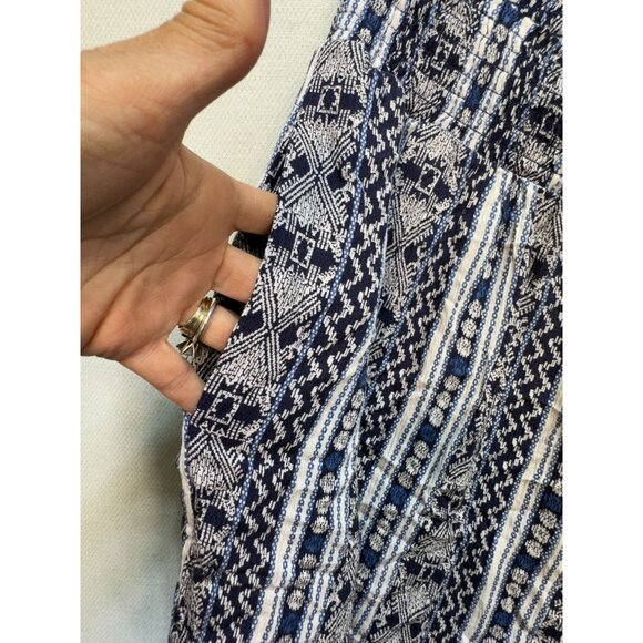 NWT Knox Rose Striped Mid-Rise Boho Shorts Women XXL Blue White Striped Smocked - Picture 6 of 12